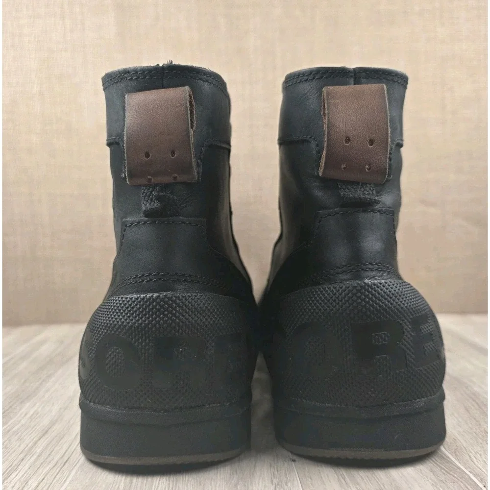 Sorel Ankeny Mid Hiker Mens 10.5 Black Nubuck Leather Waterproof Ankle Boots